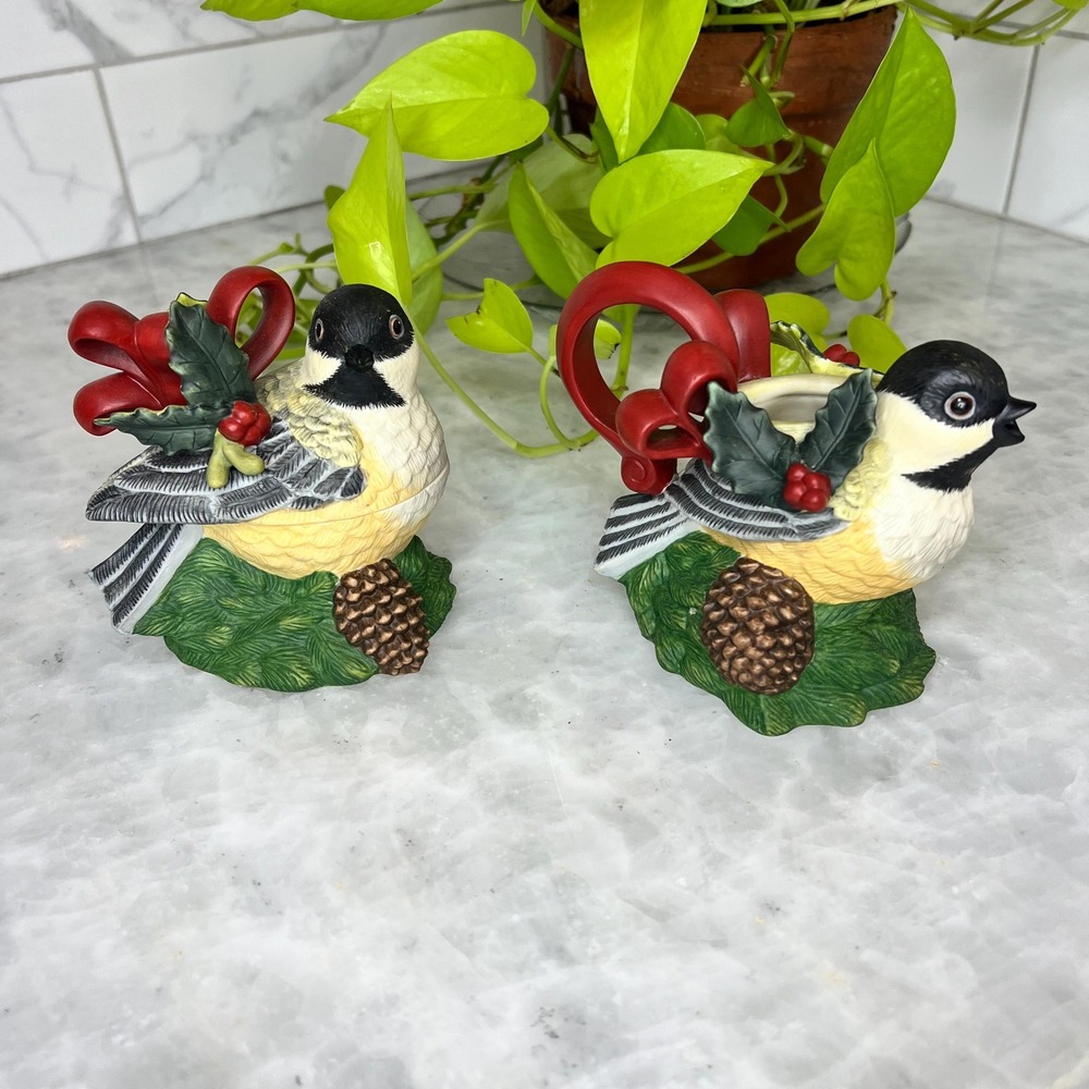 Lenox Winter Greetings Chickadee Sugar Bowl & Creamer Set